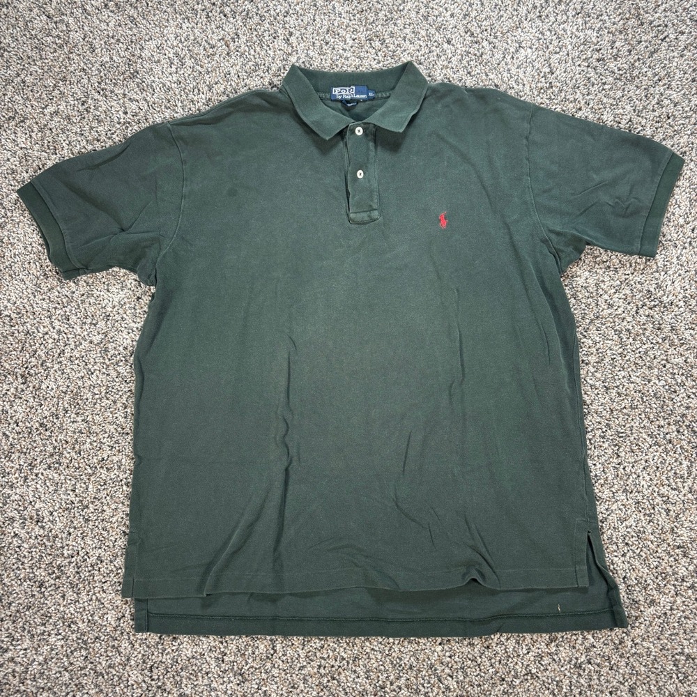 Polo Ralph Lauren Men's XL Forest Green Pique Short Sleeve Polo Shirt Red Pony